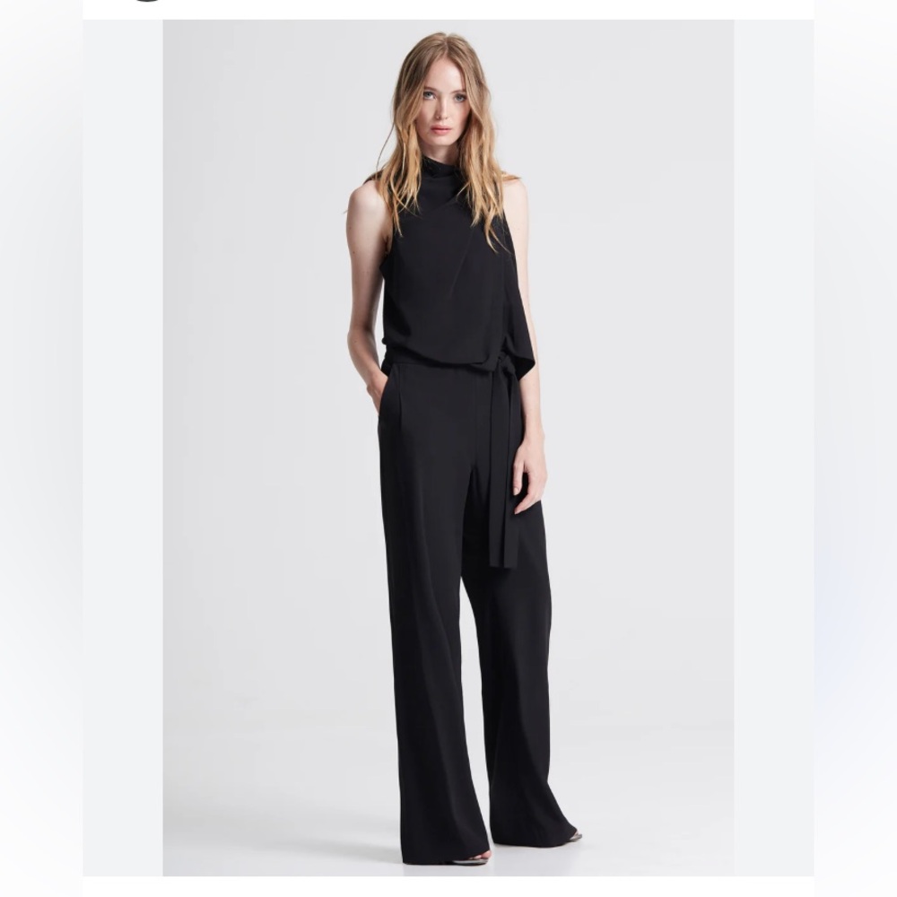 HALSTON CAEL NECK DRAPPED JUMPSUIT SLEEVELESS MINIMALIST’S DREAM SZ 6